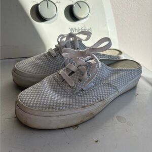 Vans Light Blue and White Checkered Women's Shoes